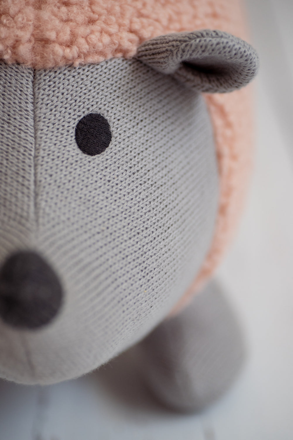 Peluche algodón erizo rosa y gris