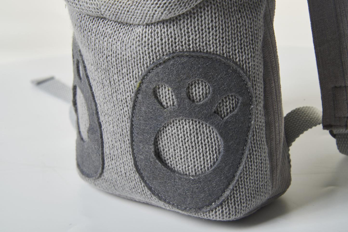 Mochila infantil algodón oso gris
