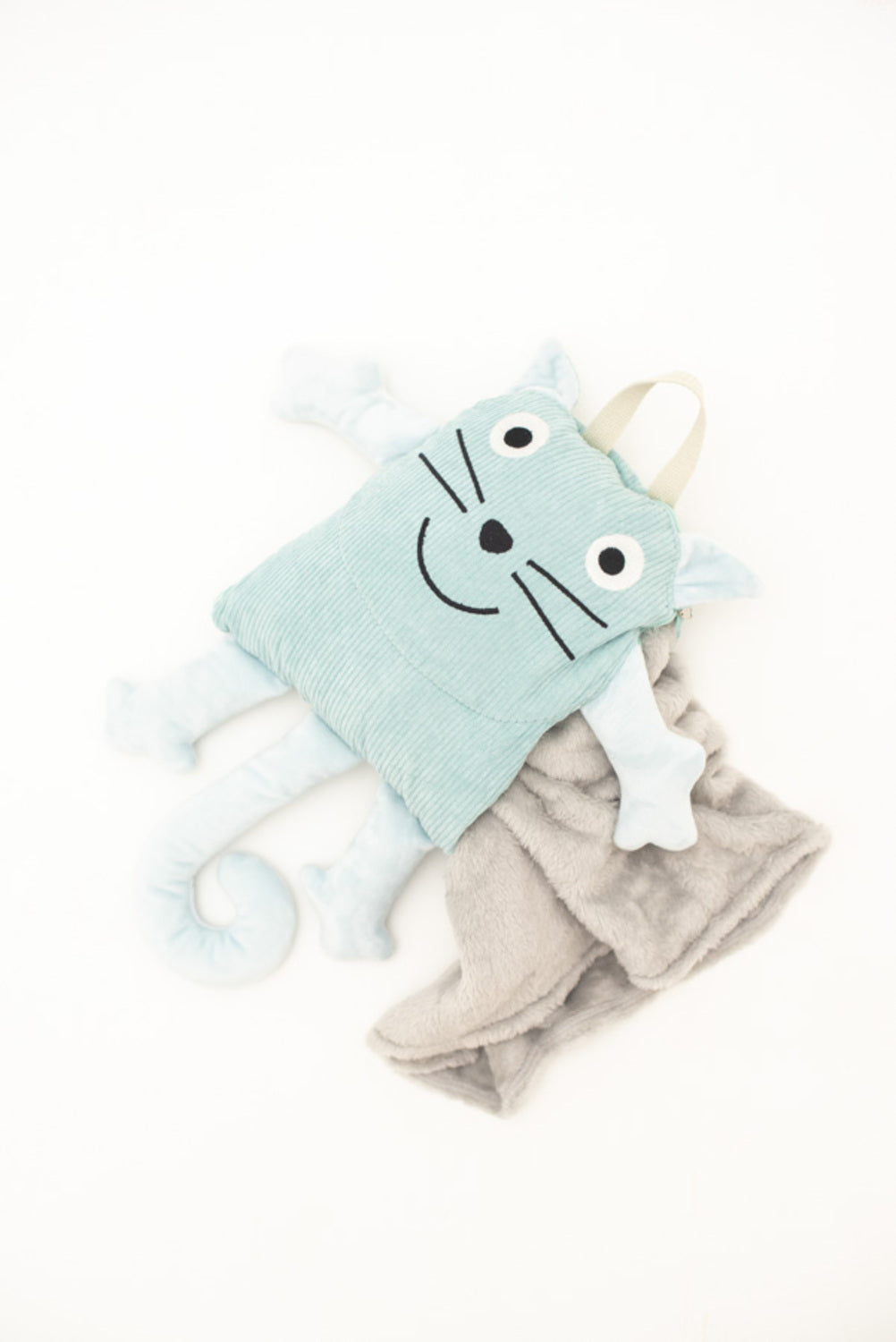 Manta infantil de viaje gato verde