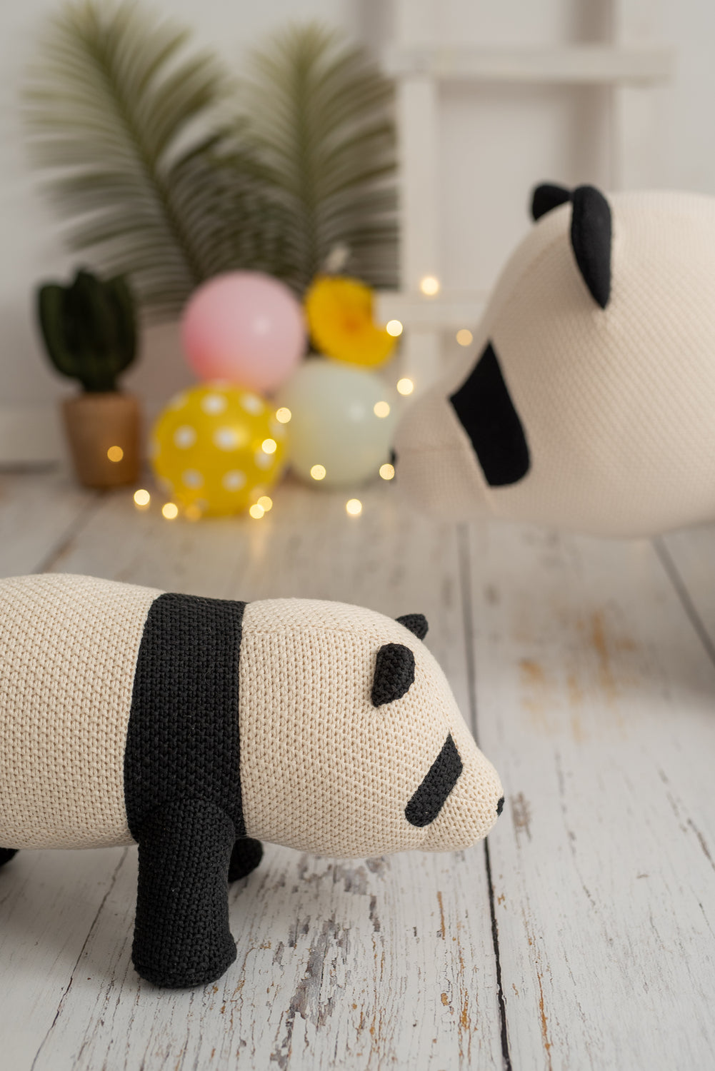 Lámina infantil familia fotografia pandas blanco y negro