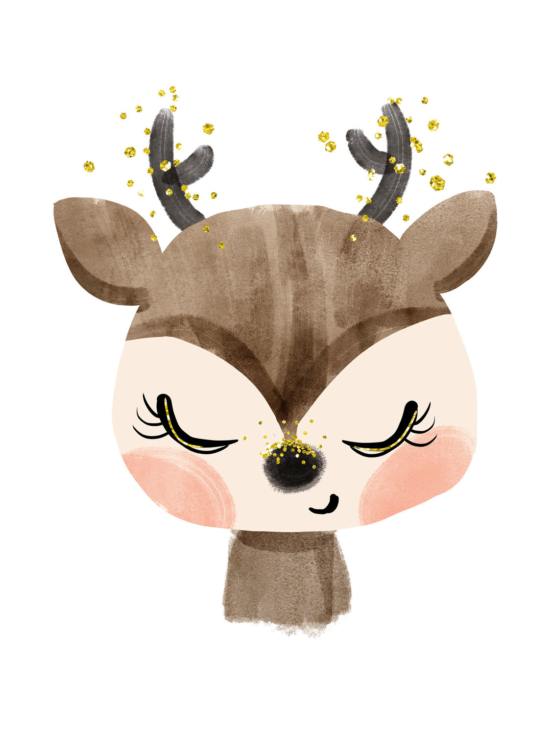 Lámina infantil ciervo marron y rosa