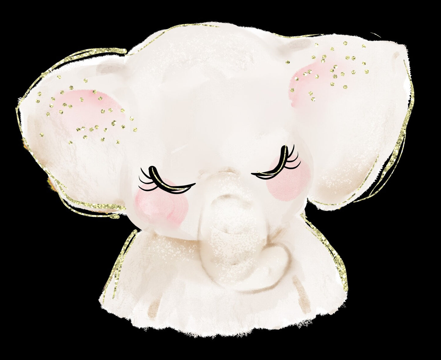 Lámina infantil elefante gris y rosa