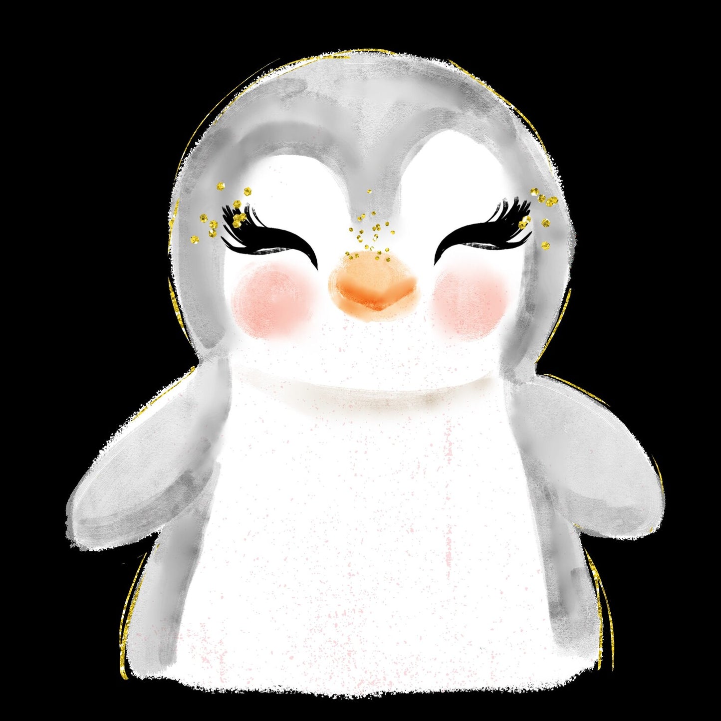 Lámina infanil pingüino blanco y gris