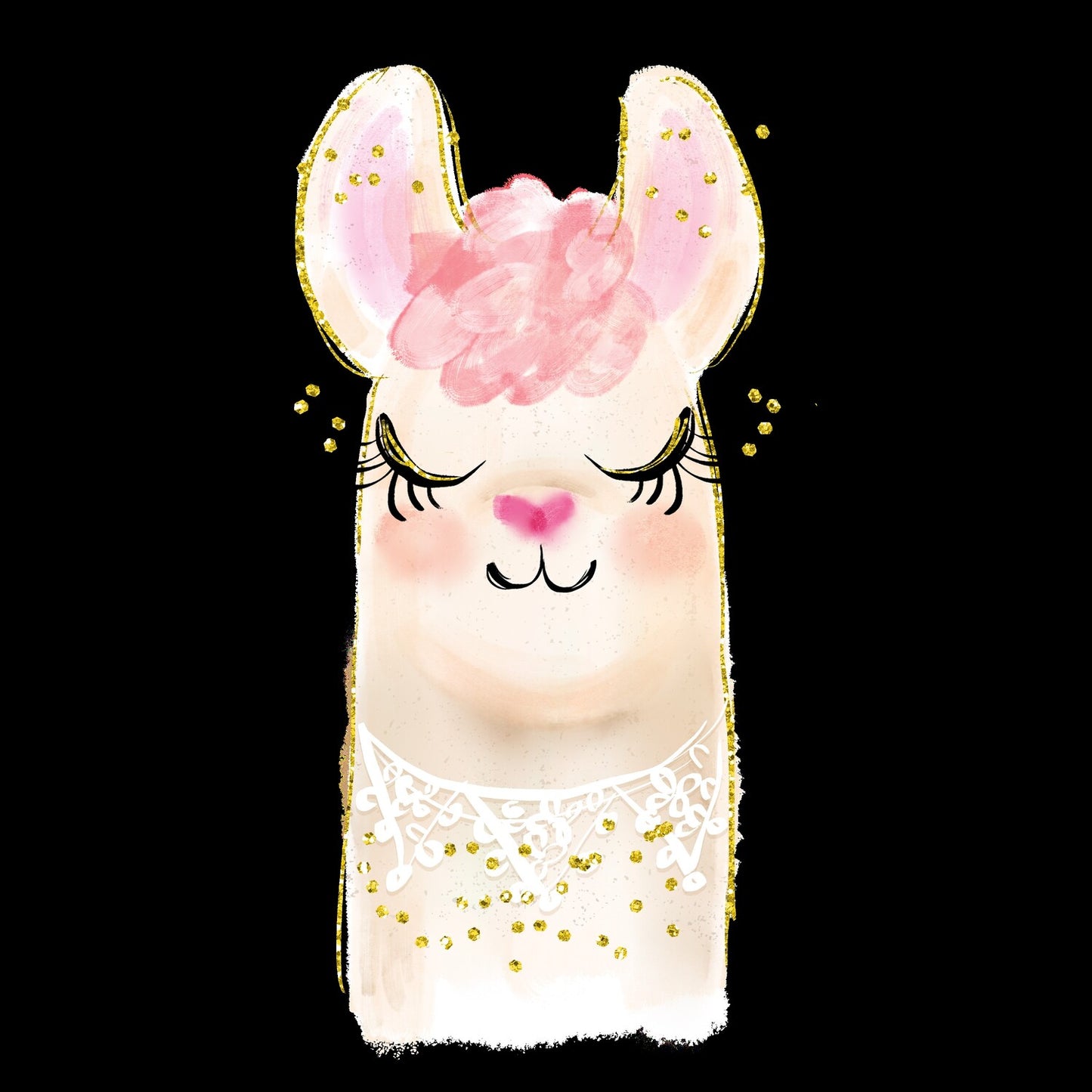 Lámina infantil llama rosa