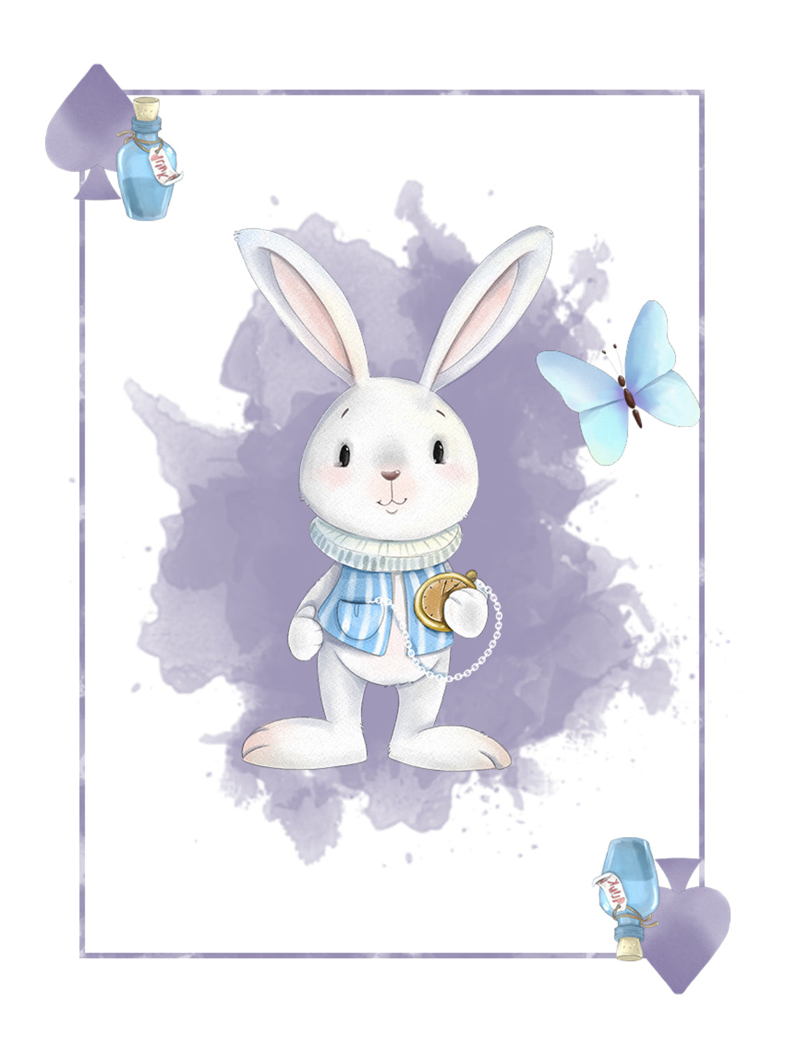 Lámina infantil conejo carta picas