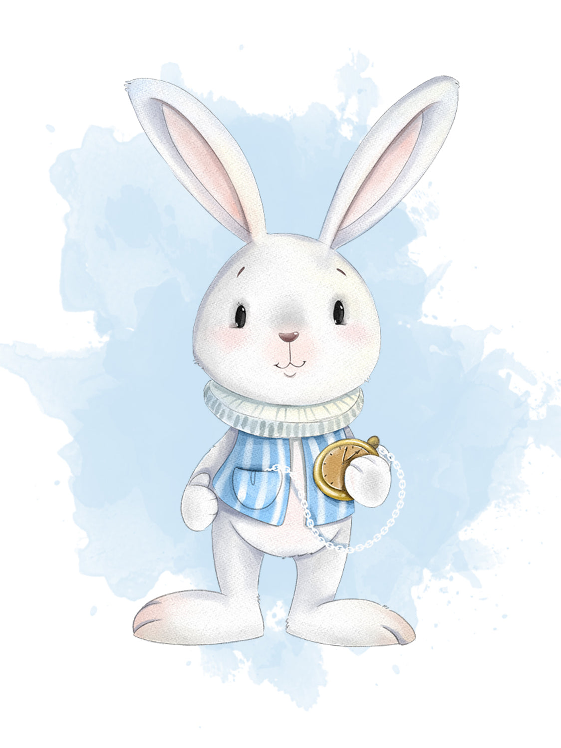 Lámina infantil conejo con reloj