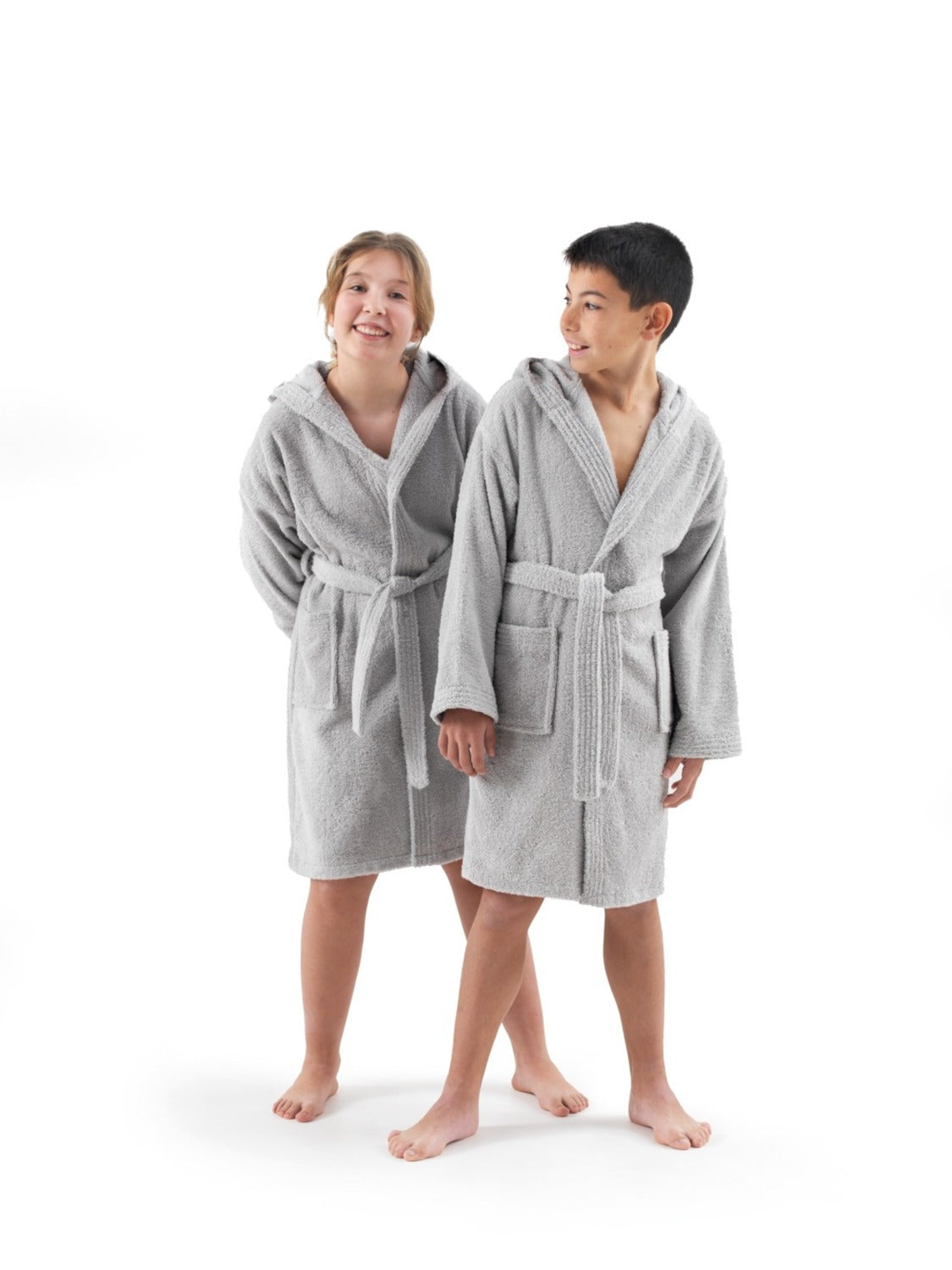 Albornoz niño Bolsa Liso Gris plata Talla 6-8