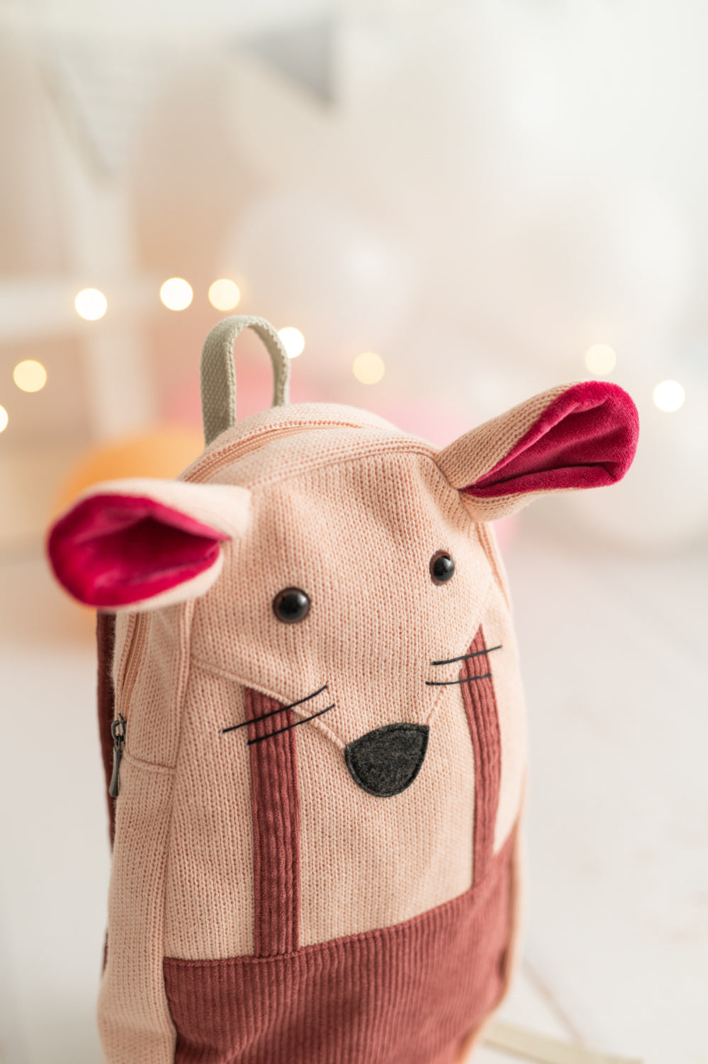 Mochila infantil algodón ratita rosa