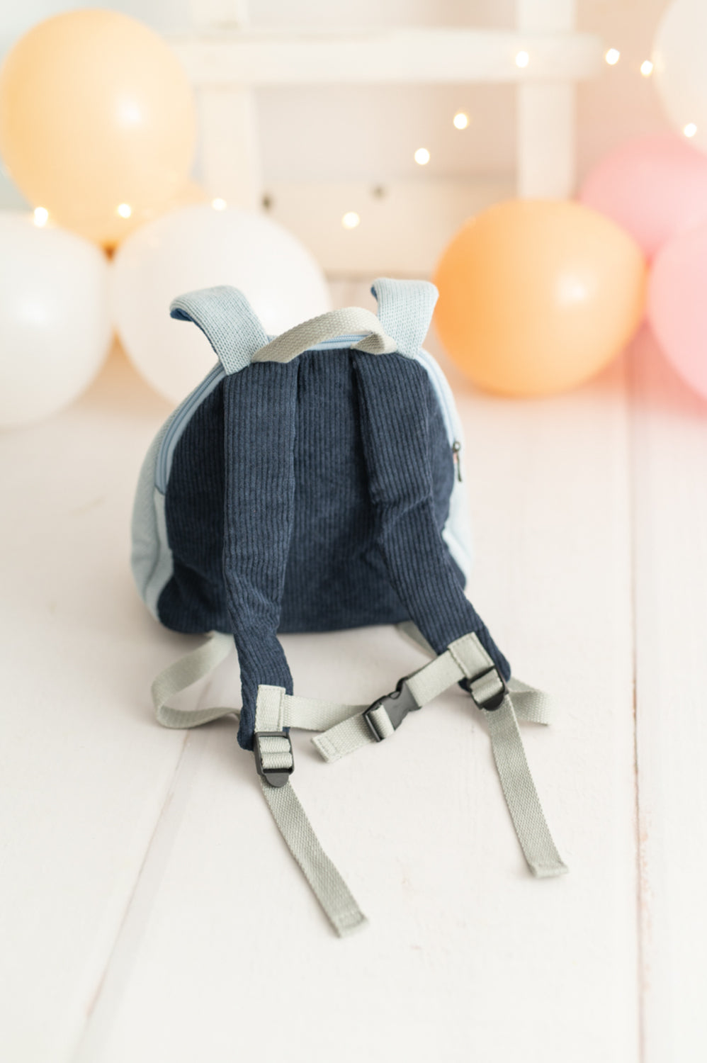 Mochila infantil algodón conejo azul