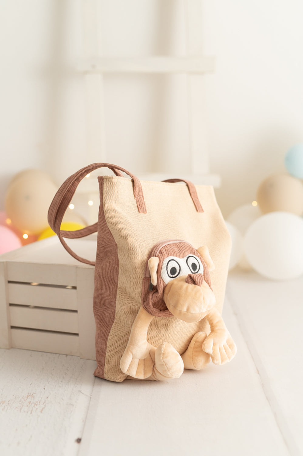 Bolso shopper infantil mono rosa