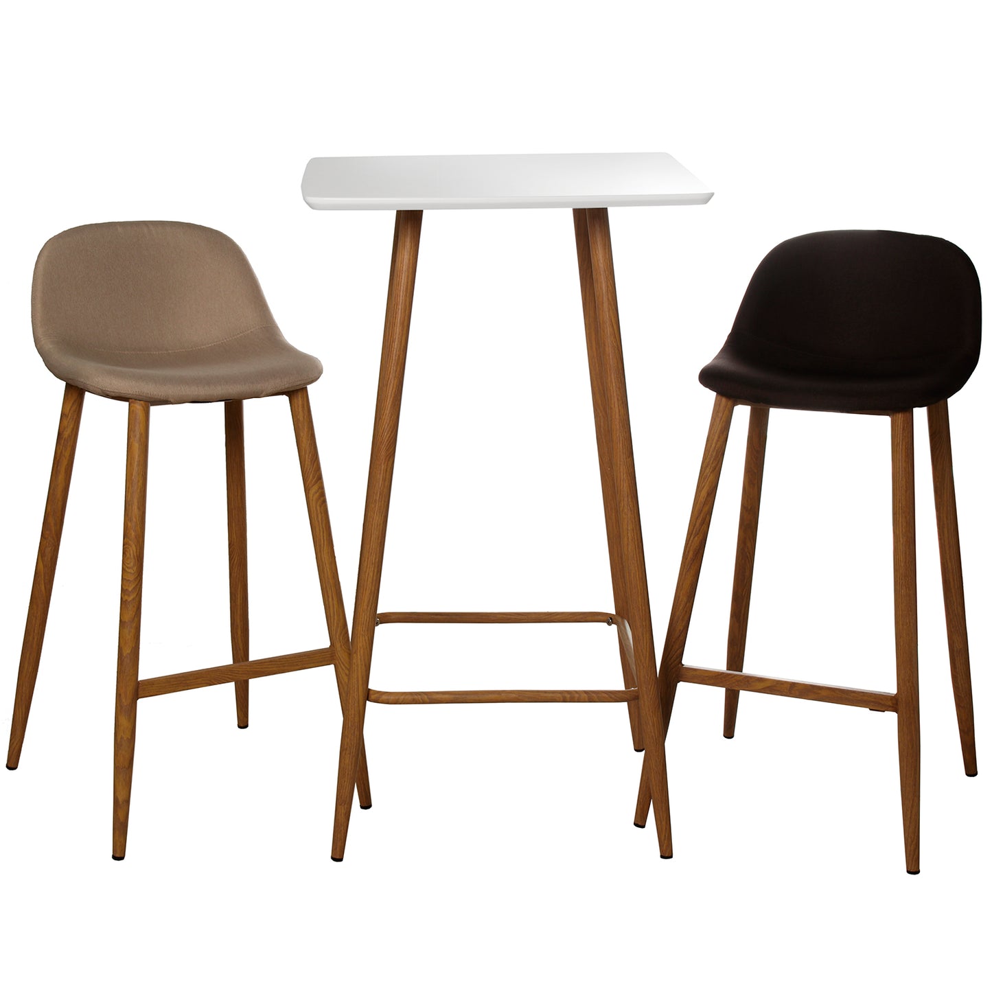 TABURETE TELA CREMA C/PATAS ME TAL ACABADO MADERA