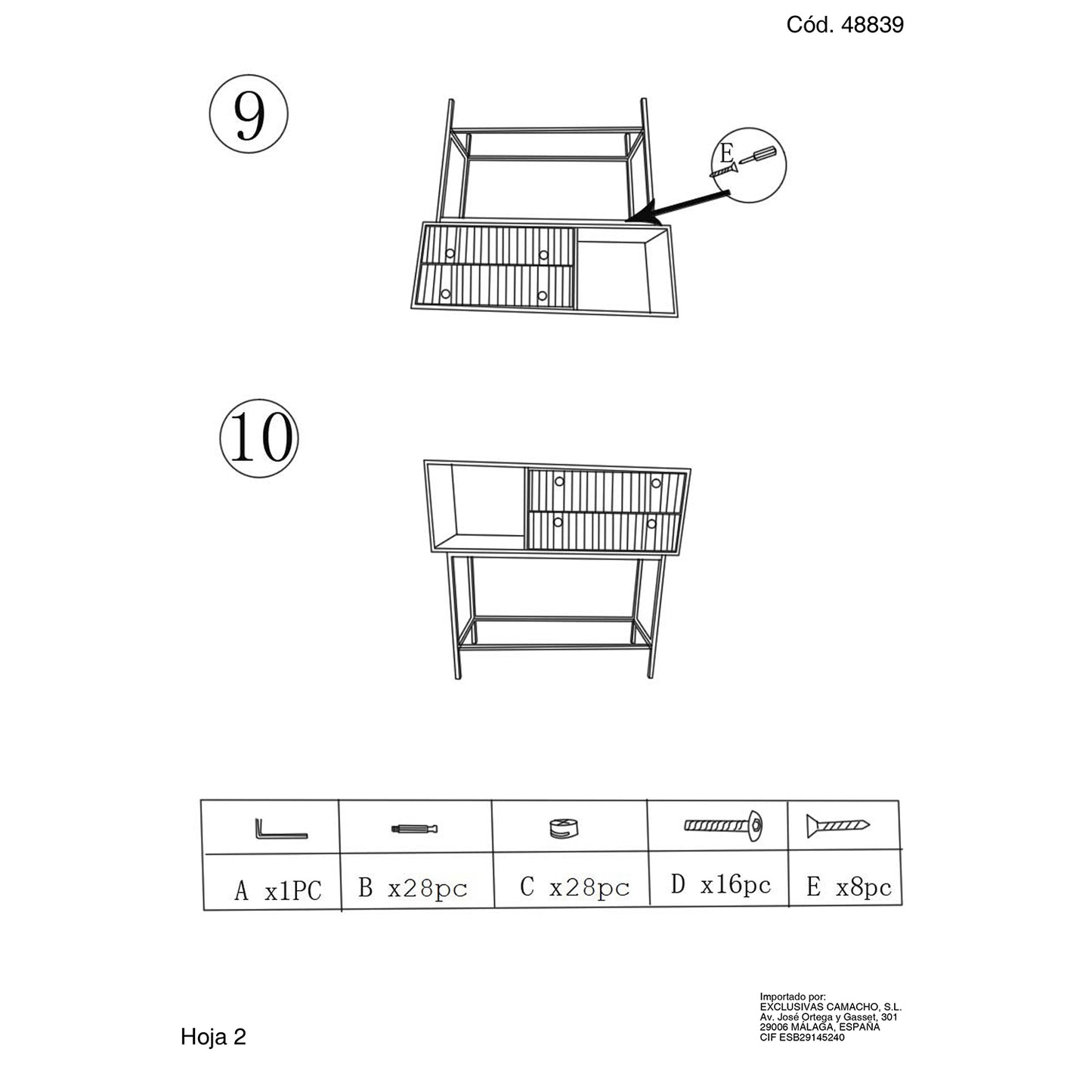 MESA ENTRADA MADERA/METAL C/2C AJONES+48890: DM+CHAPA FRESNO
