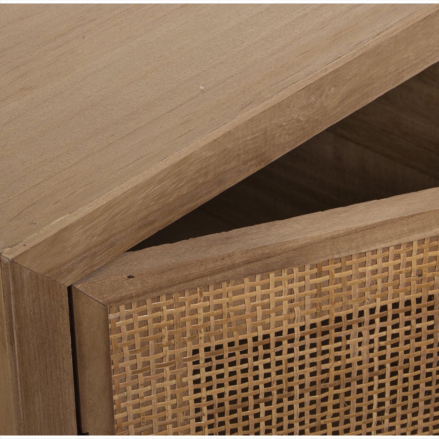 MESA ENTRADA C/2 PUERTAS+ CAJO N RATAN NATURAL: PINO+DM