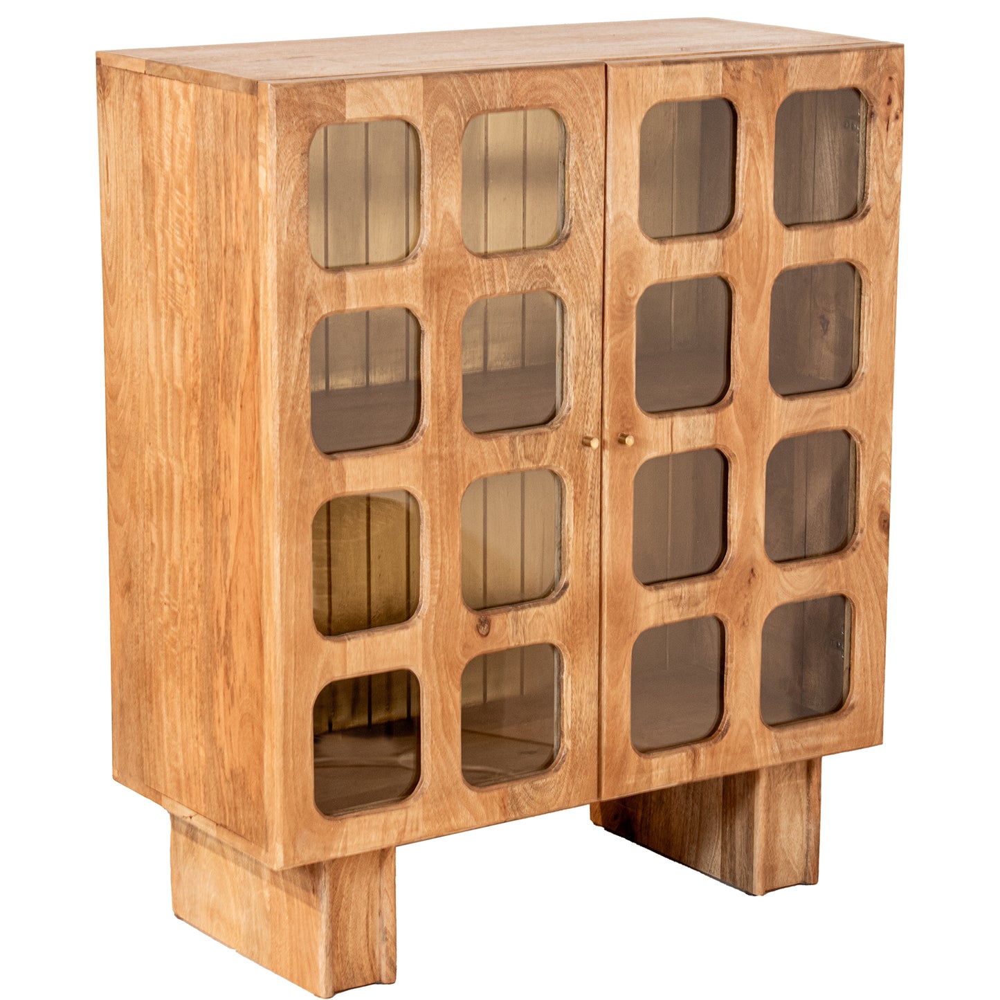 MESA ENTRADA MADERA MANGO Y CR ISTAL 2 PUERTAS