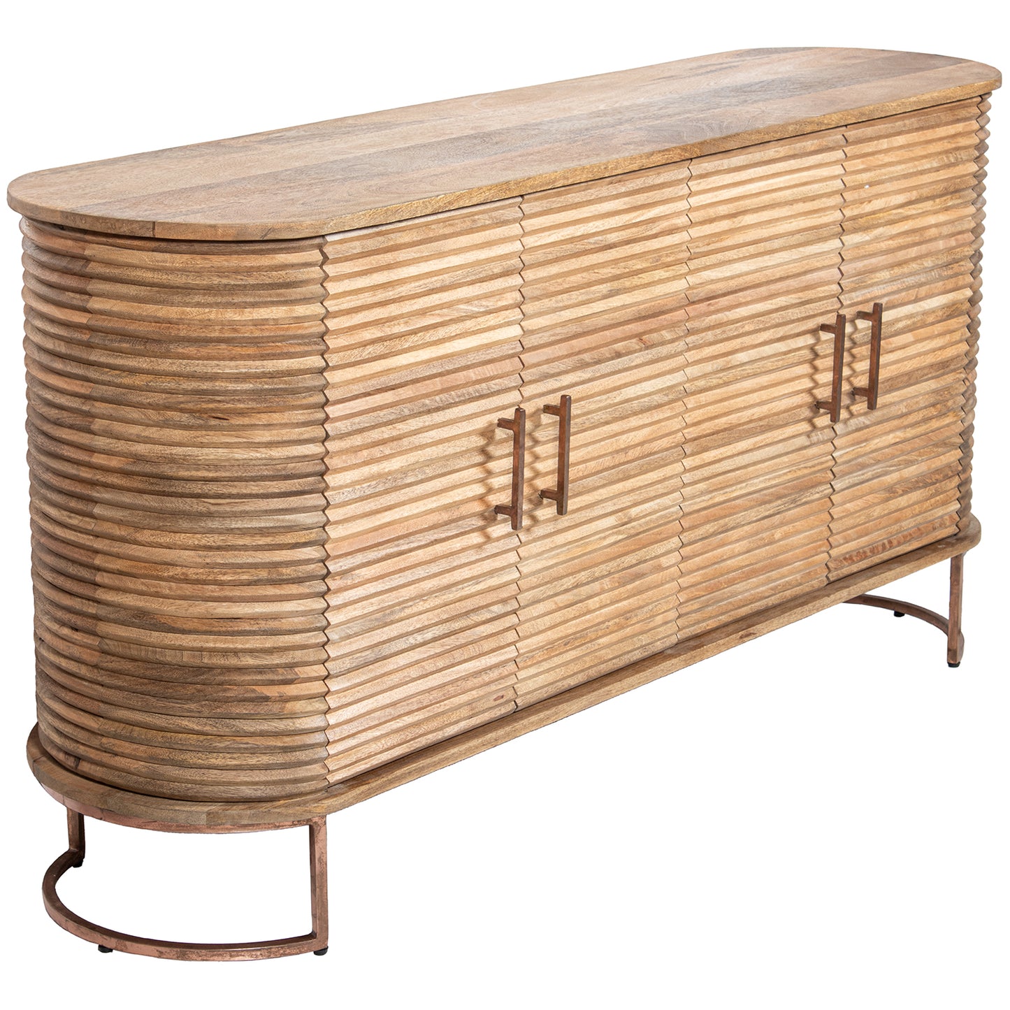 APARADOR MADERA MANGO 4 PUERTA S PATAS METAL DORADO