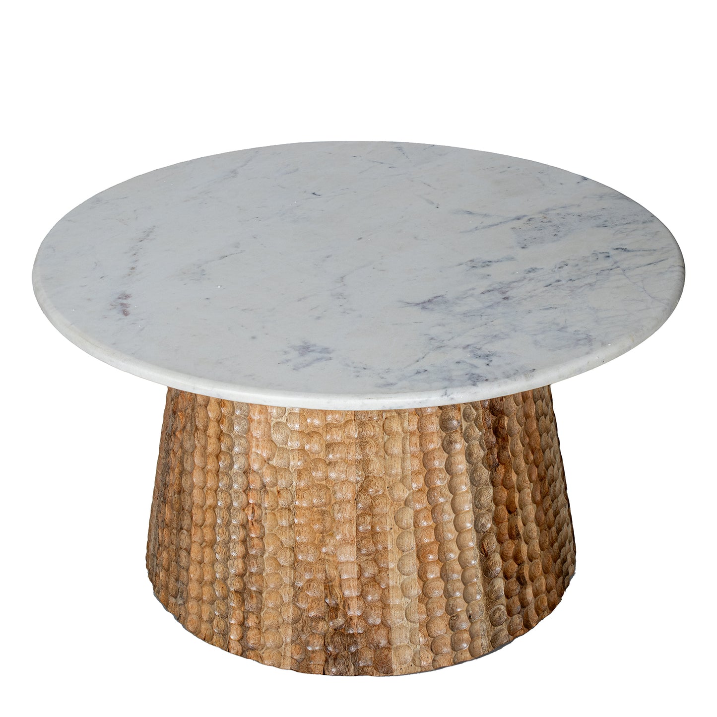 MESA CENTRO ø84CM MADERA DE MA NGO/ MARMOL BLANCO +92304