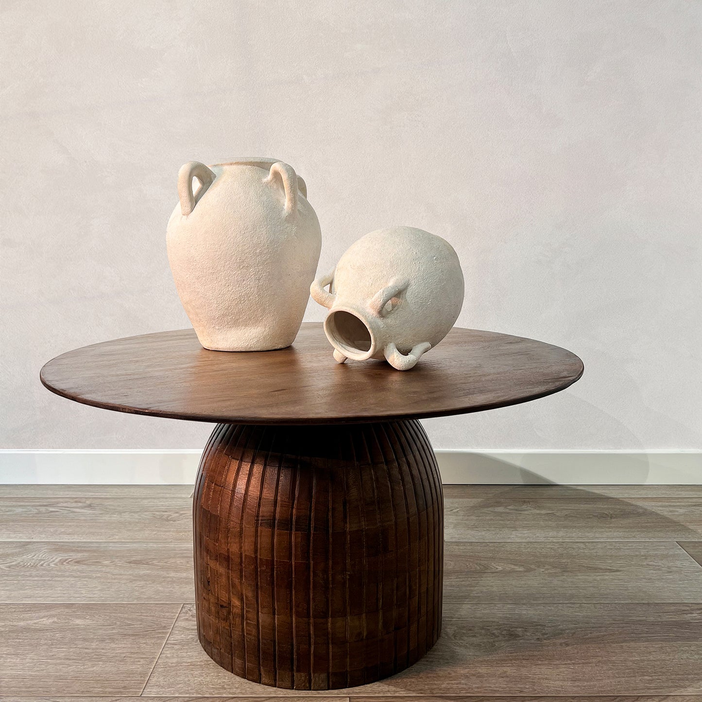 MESA CENTRO ø80CM MADERA MANGO COLOR NOGAL +92310