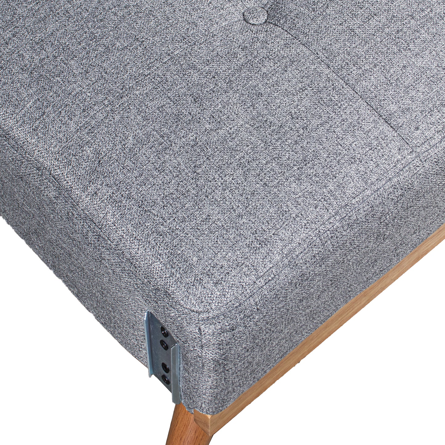 SOFA CAMA 3 PLAZAS POLIESTER G RIS C/PATAS MADERA CAUCHO