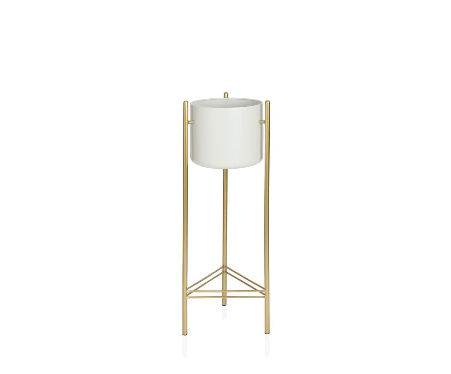 MACETERO METAL BL.-DORADO 28X28X80