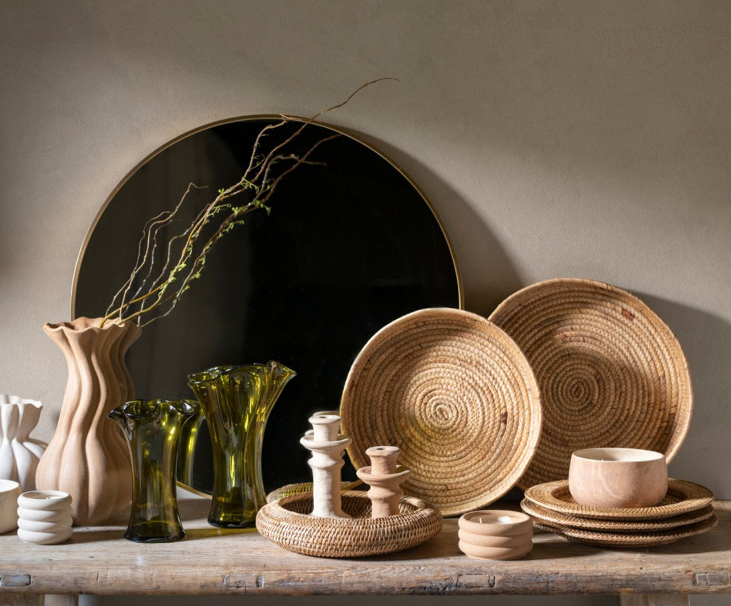 CENTRO MESA RATAN Ø30X6CM