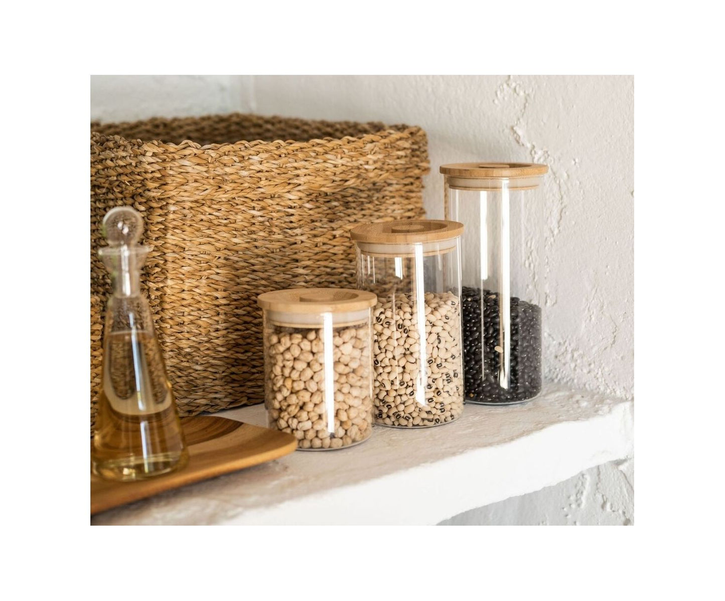 BOTE VIDRIO TAPA BAMBÚ Ø10X22