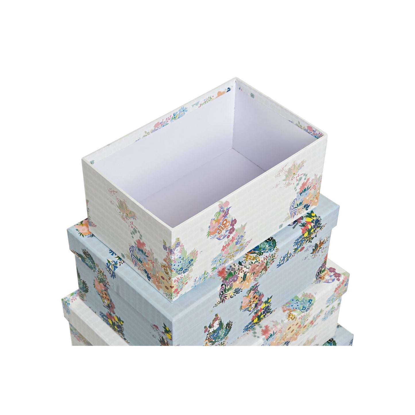 CAJA SET 10 CARTON 43:5X33:5X15:5 FLORES AZUL