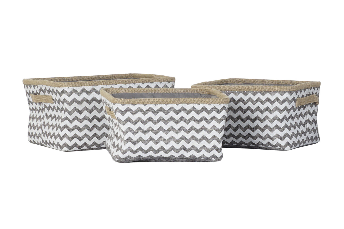 CESTA SET 3 POLIESTER YUTE 36X31X20 ZIG ZAG GRIS