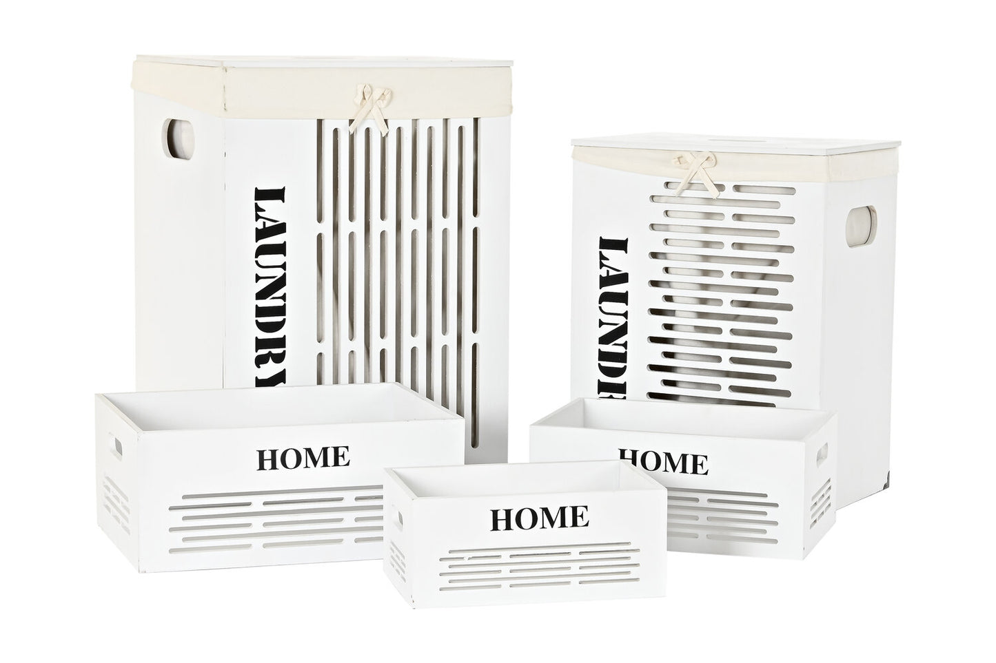 CESTA ROPA SET 5 MDF POLIESTER 40X30X56 BLANCO