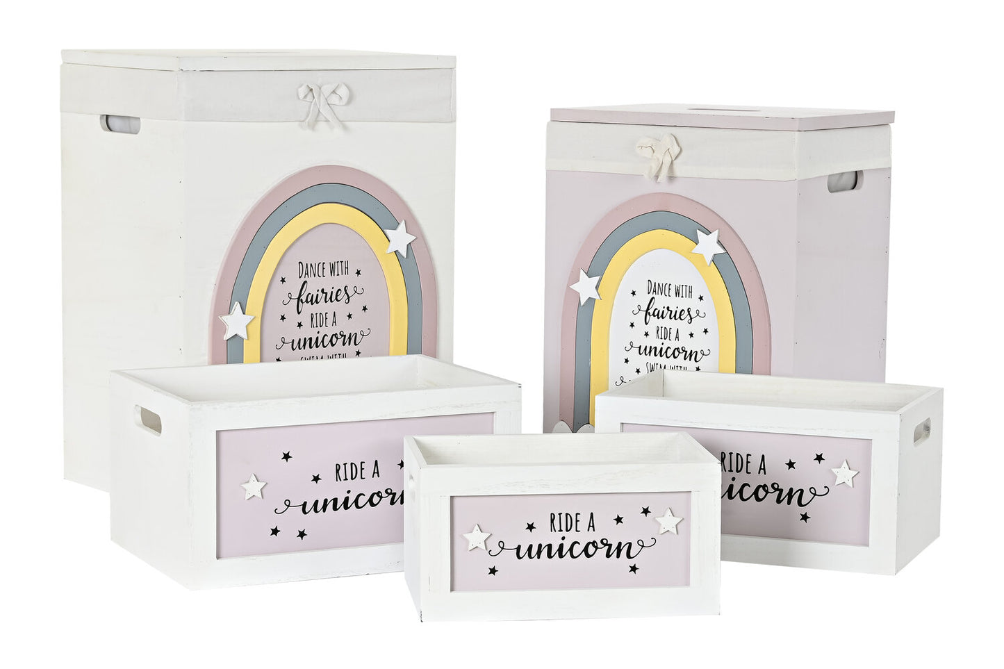 CESTA ROPA SET 5 PAULOWNIA 40X30X55 BLANCO