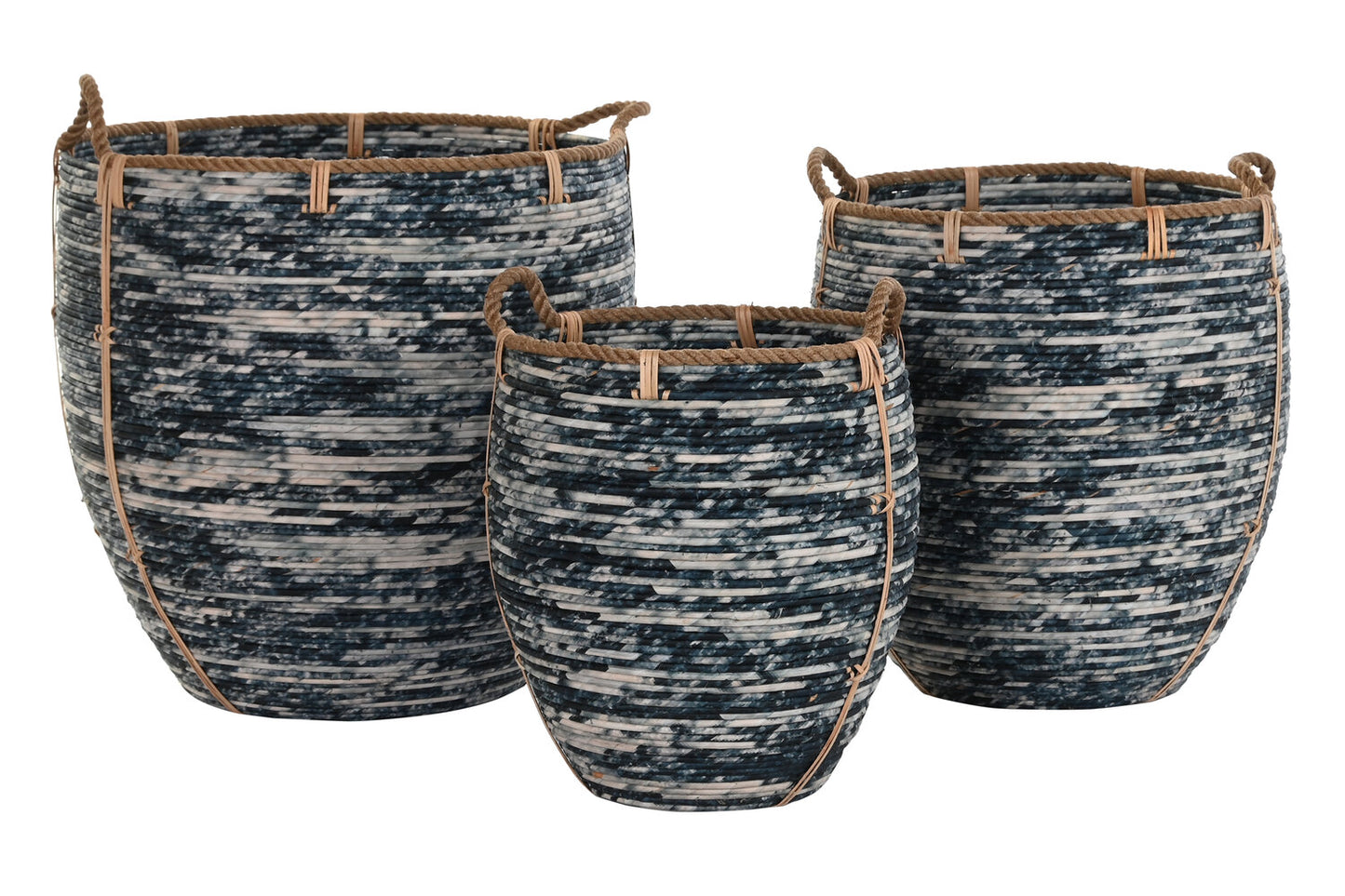 CESTA SET 3 RATAN 52X52X60 NEGRO