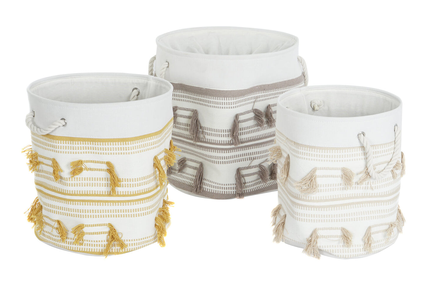 CESTA SET 3 POLIESTER ALGODON 43X43X45 FLECOS