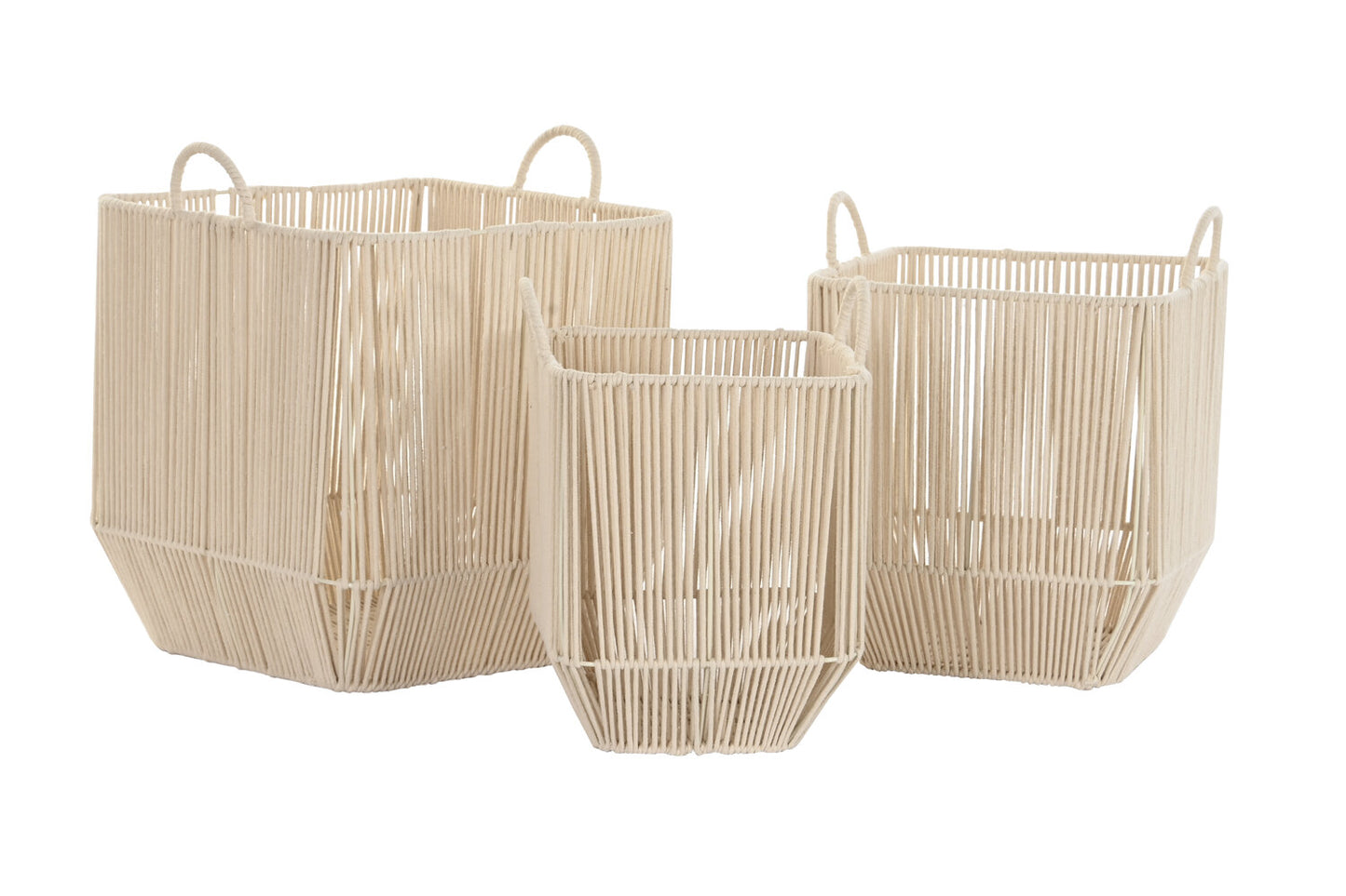 CESTA SET 3 ALGODON METAL 37X37X45 BEIGE