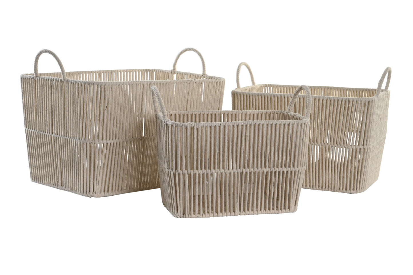 CESTA SET 3 ALGODON METAL 39X29X31 BEIGE