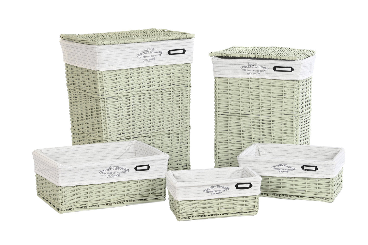CESTA ROPA SET 5 MIMBRE POLIESTER 44X34X56 VERDE