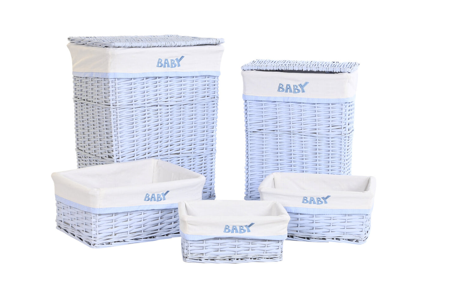 CESTA ROPA SET 5 MIMBRE POLIESTER 44X34X56