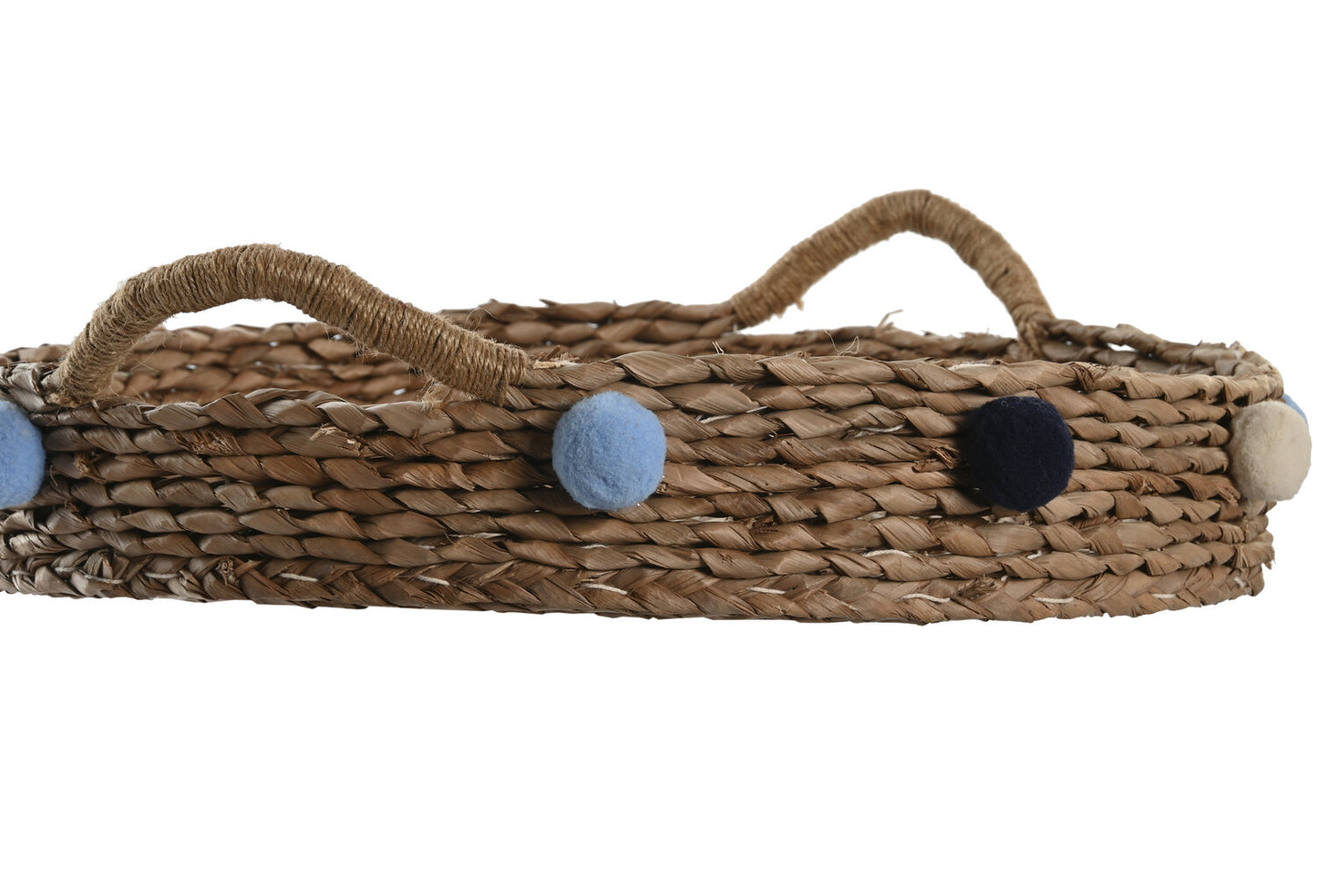 CESTA SET 2 SEAGRASS 49X40X9:5 POMPONES MULTICOLOR
