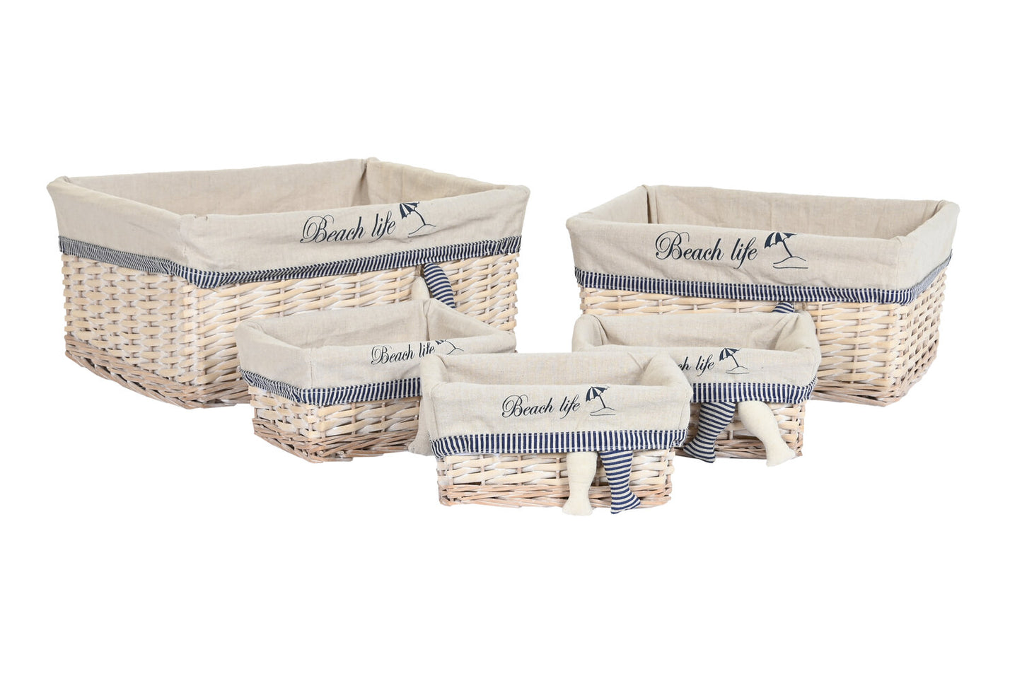 CESTA SET 5 POLIESTER ALGODON 48X38X13 PECES BEIGE