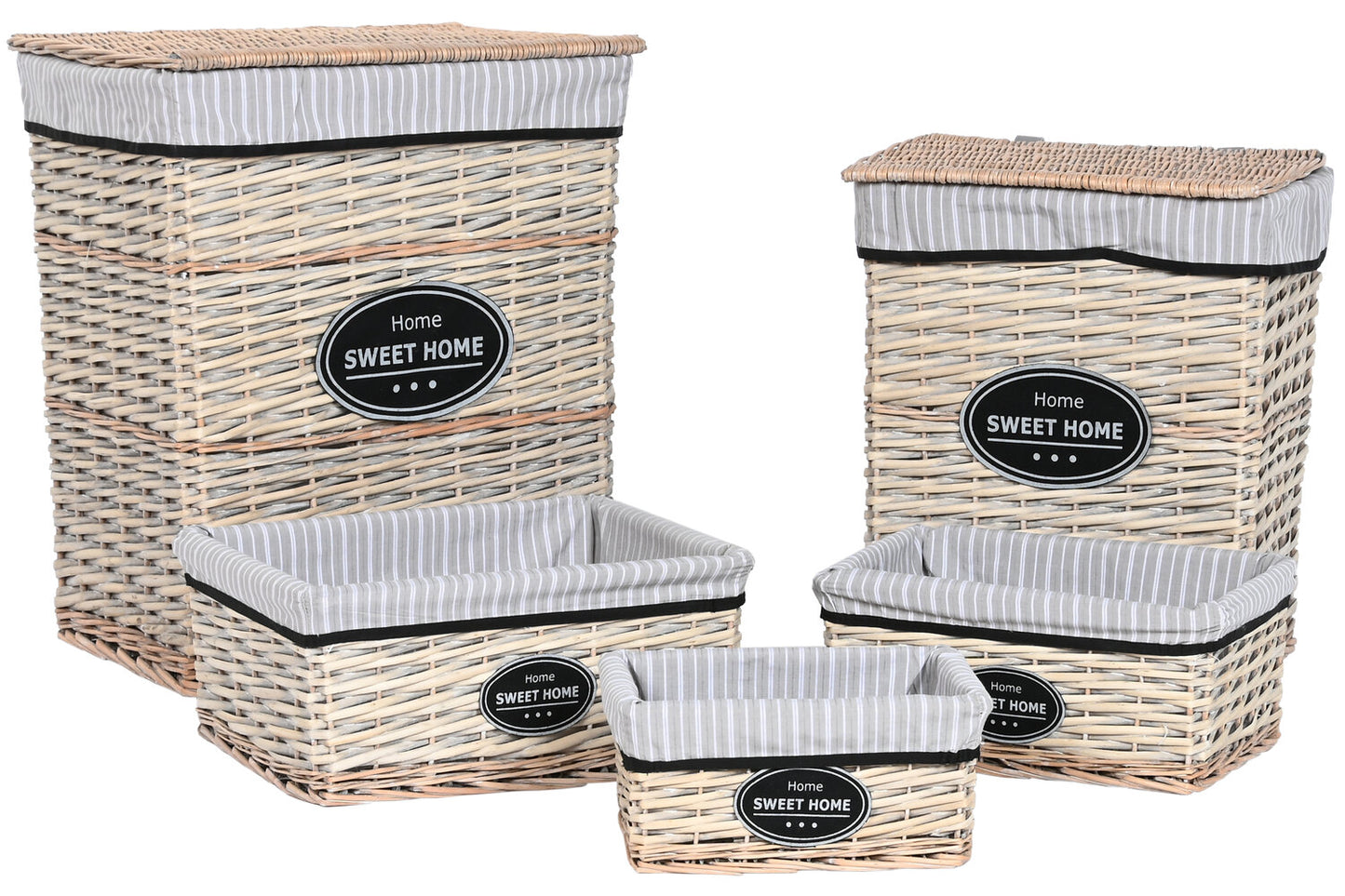 CESTA ROPA SET 5 MIMBRE TELA 47X35X55 NATURAL
