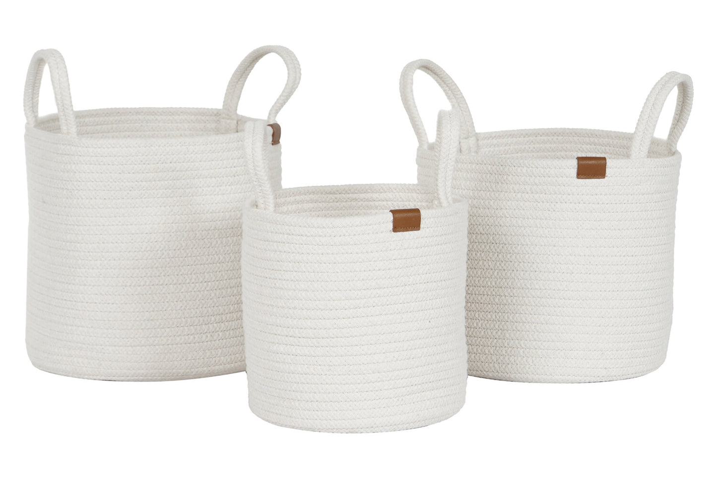CESTA SET 3 ALGODON 30X30X28 CON ASAS BLANCO
