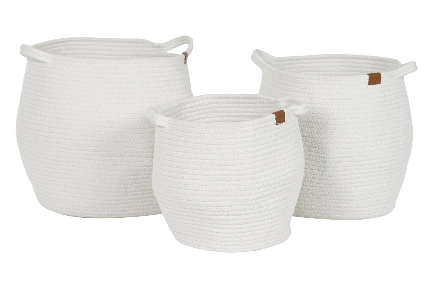 CESTA SET 3 ALGODON 34X34X34 CON ASAS BLANCO