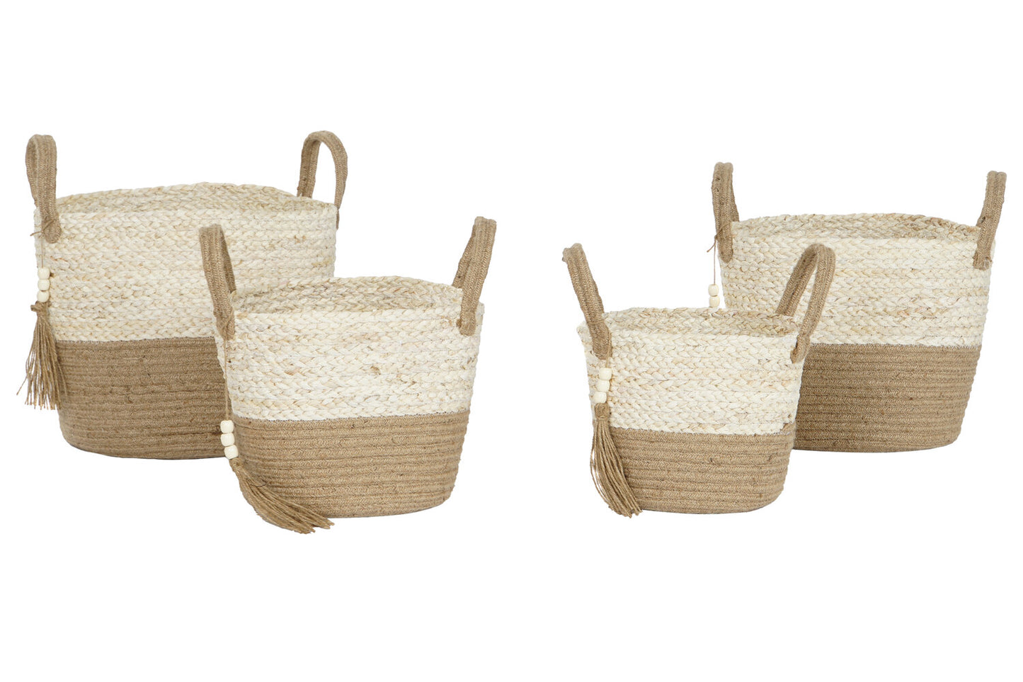 CESTA SET 4 MAIZ TRENZADO YUTE 40X40X41 CON ASAS