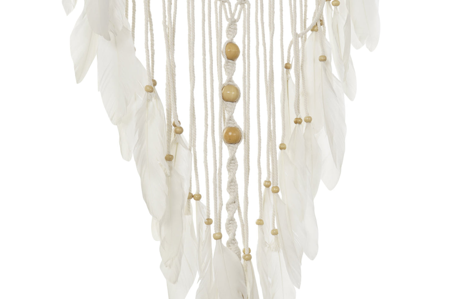 ATRAPASUEÑOS RATAN ALGODON 52X1X145 PLUMAS BLANCO