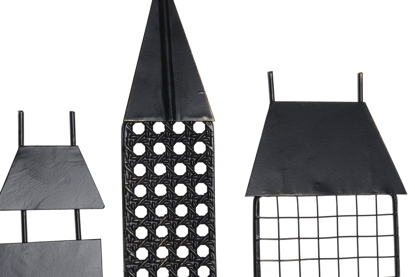 DECORACION PARED METAL 105X6X56 EDIFICIO DORADO