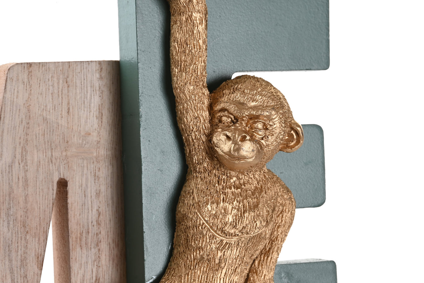 DECORACION PARED MDF 42X5X22 RELOJ MONO VERDE