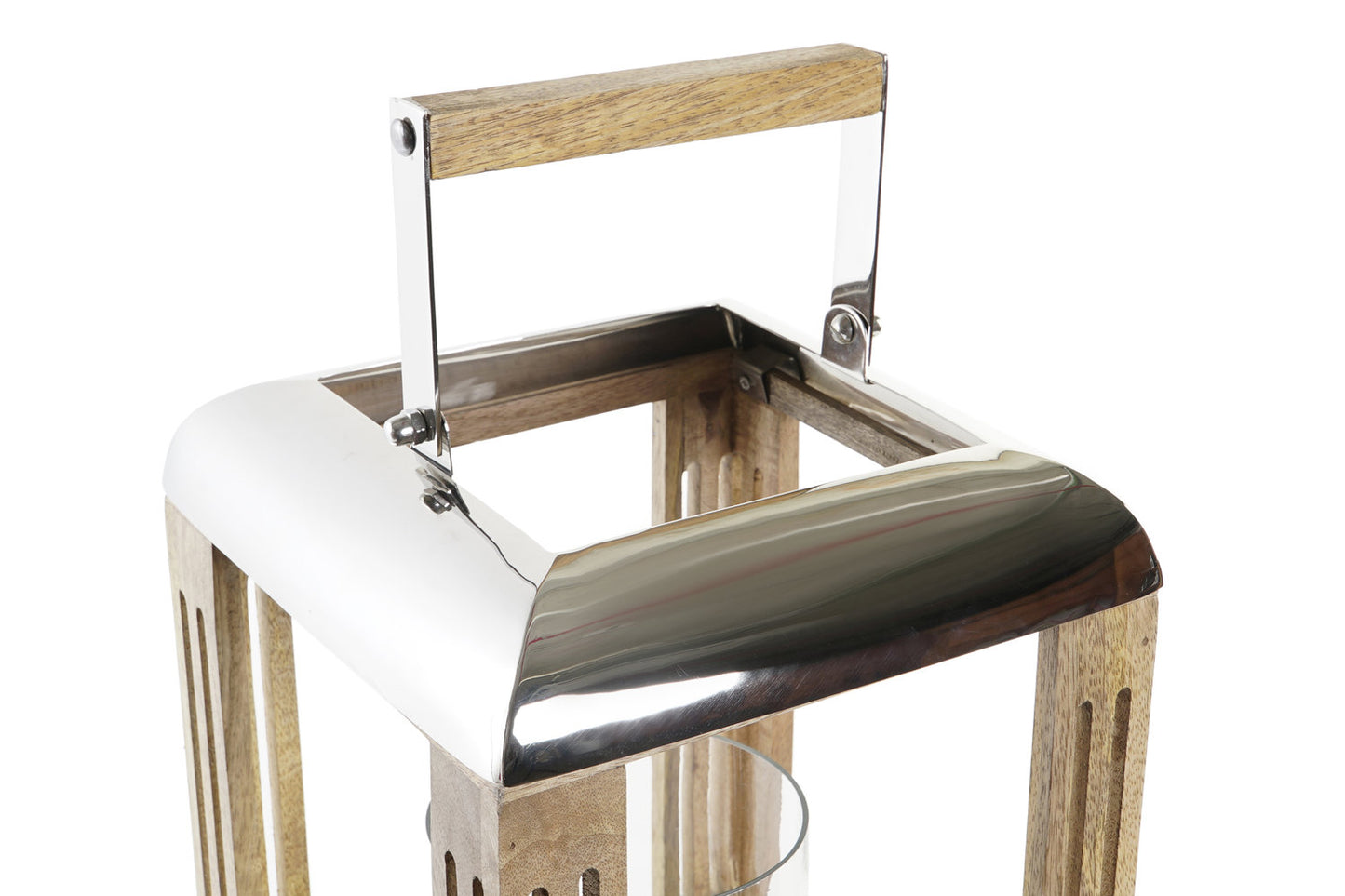 FAROLA METAL CRISTAL 23X23X36 PLATEADO