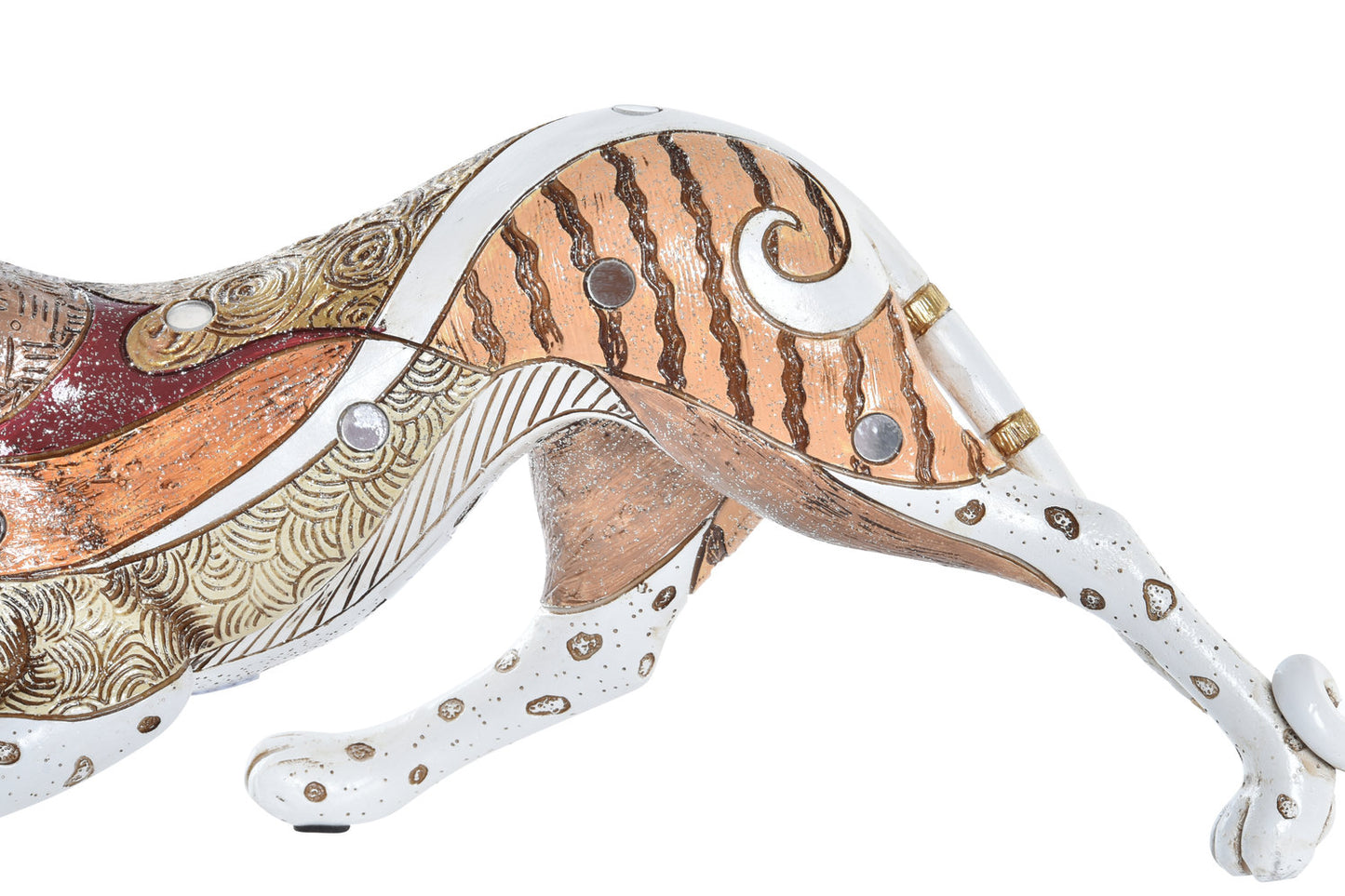 FIGURA RESINA 37X10X13 LEOPARDO BLANCO