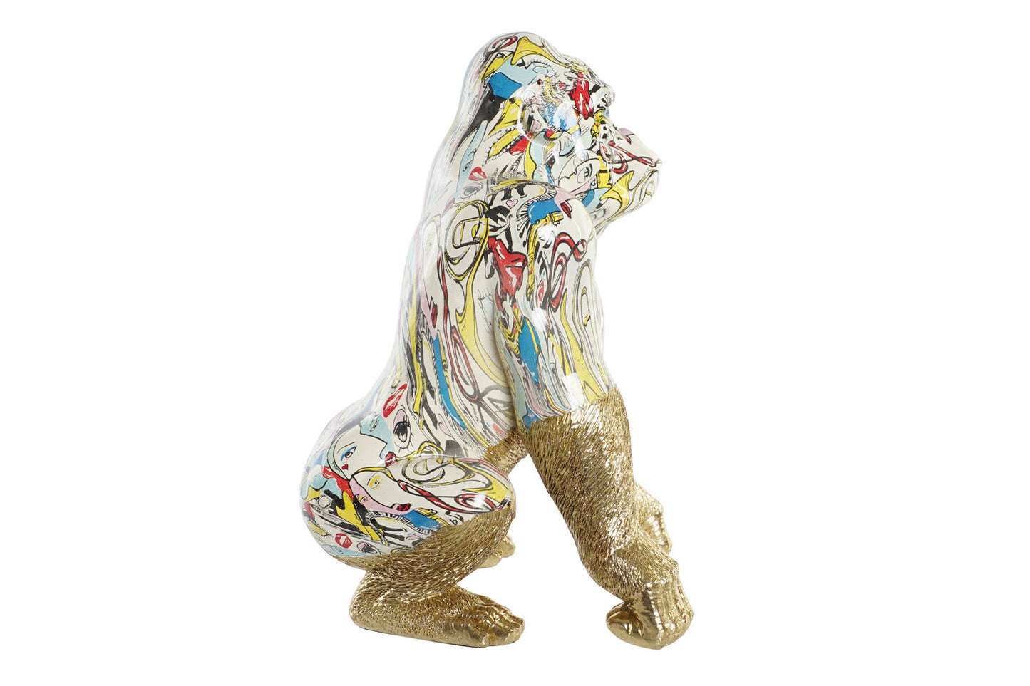 FIGURA RESINA 28:5X26:5X41 GORILA DORADO