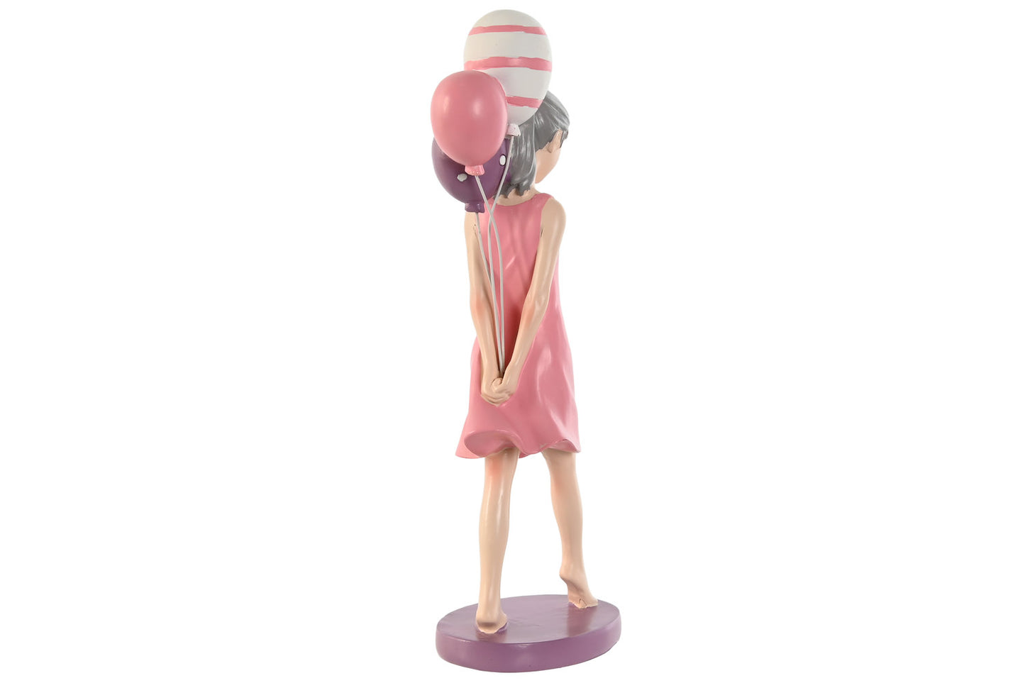 FIGURA RESINA 7X11X27 CHICA GLOBOS ROSA