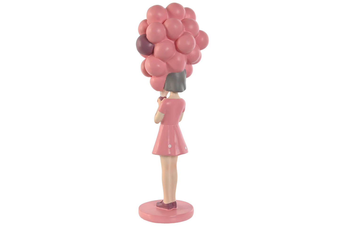 FIGURA RESINA 11X11:7X32 CHICA GLOBOS ROSA