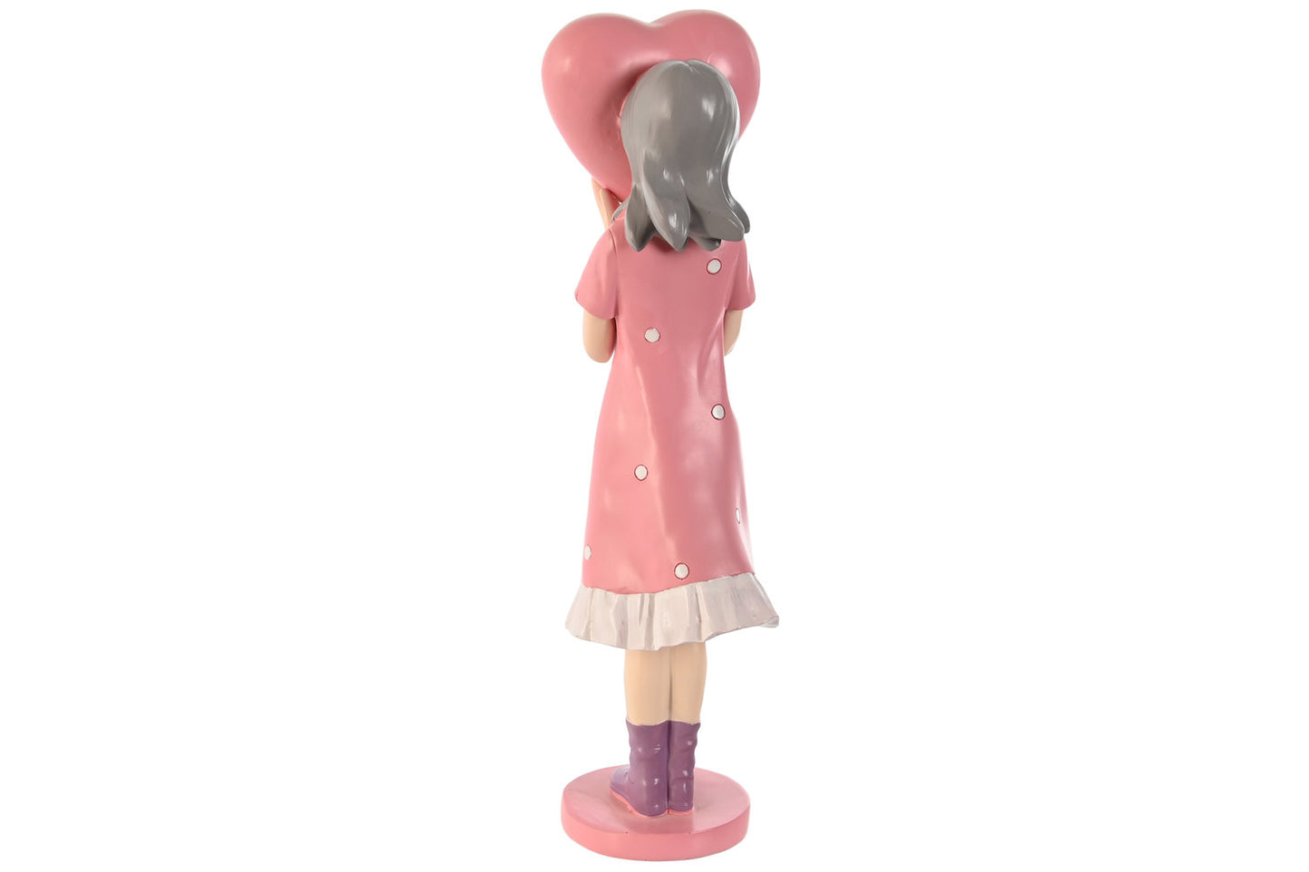 FIGURA RESINA 10X8:5X31 CHICA CORAZON ROSA